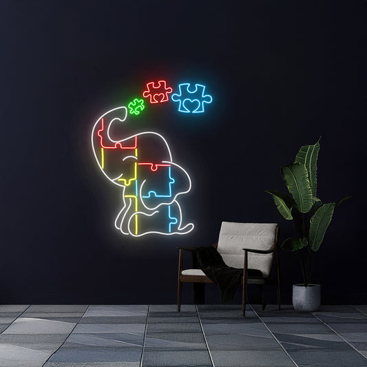 Autism Awareness Elephant Neon Sign