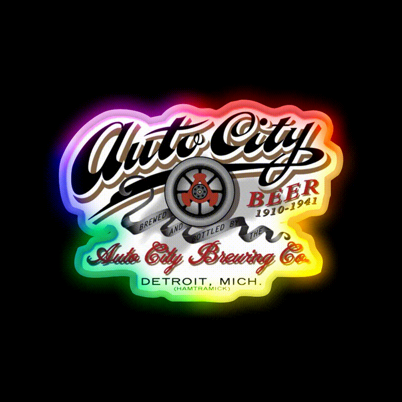 Auto City Brewing Company Beer Bar Decor Led Neon Sign Rgb Color - LED neon sign close-up detail