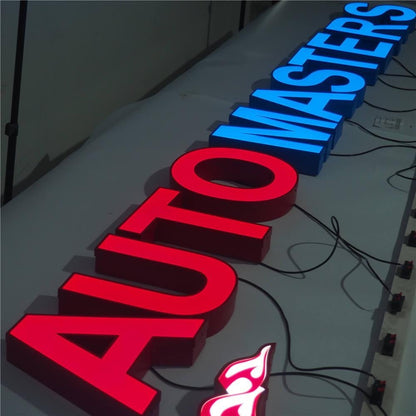 Auto Masters 3D Frontlit Letters Metal Led Sign - Shineneon