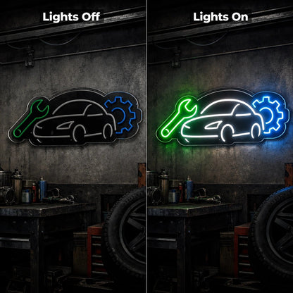 Auto Repair Car Wrench LED Neon Sign - Shineneon