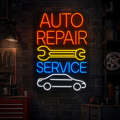 Auto Repair Service Wrench Car Vintage LED Neon Sign high-converting product image