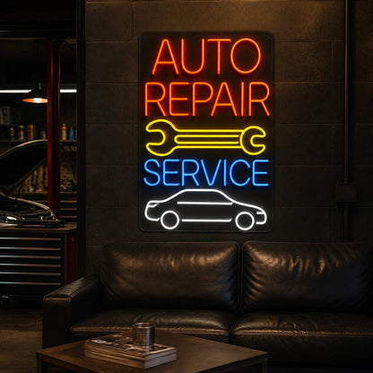 Auto Repair Service Wrench Car Vintage LED Neon Sign - Shineneon