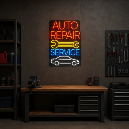 Auto Repair Service Wrench Car Vintage LED Neon Sign - Shineneon