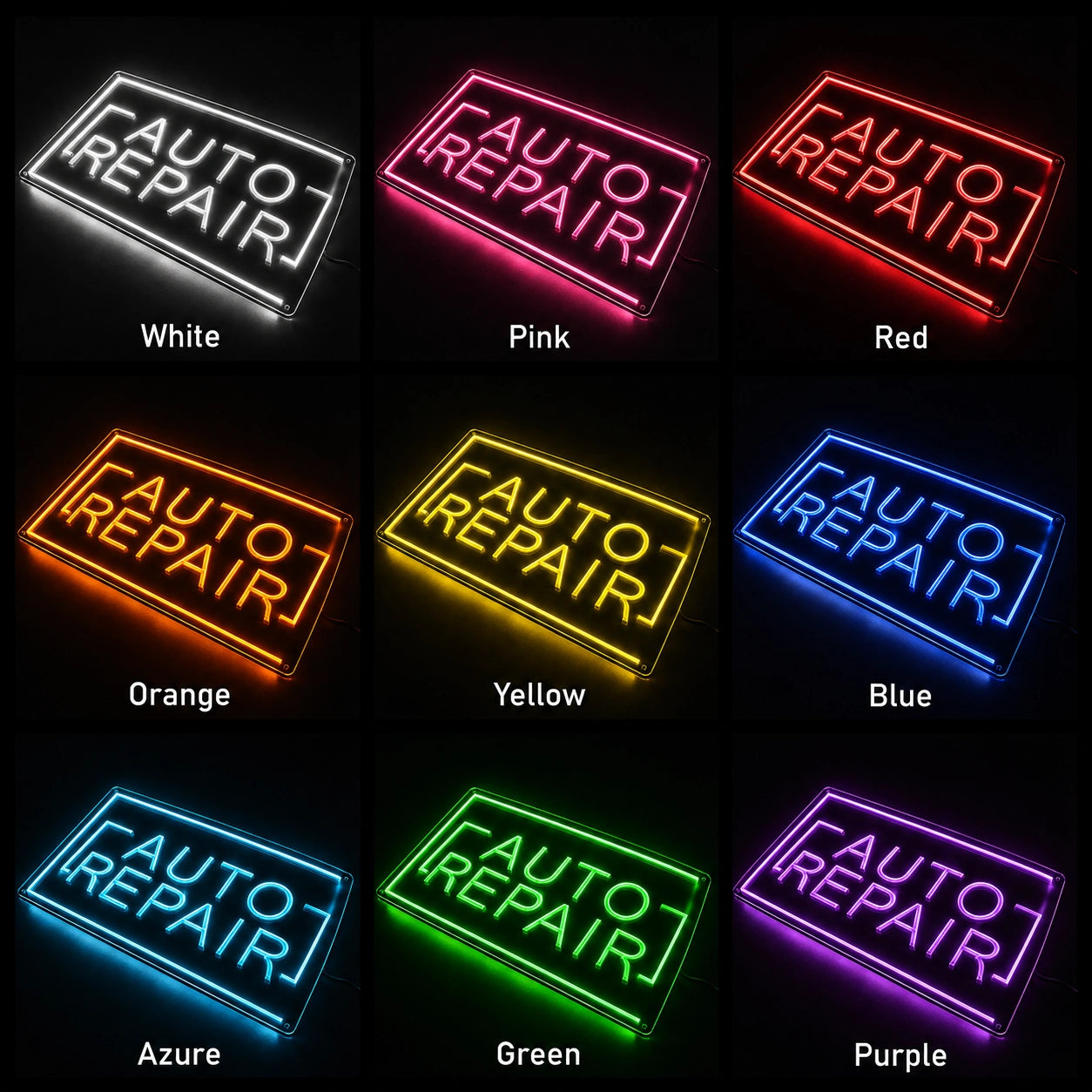 Auto Repair Shop LED Neon Sign - 05 Color Grid