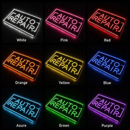 Auto Repair Shop LED Neon Sign - 05 Color Grid