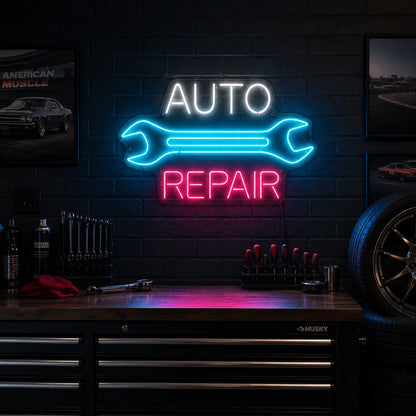 Auto Repair Wrench LED Neon Sign real lifestyle scene