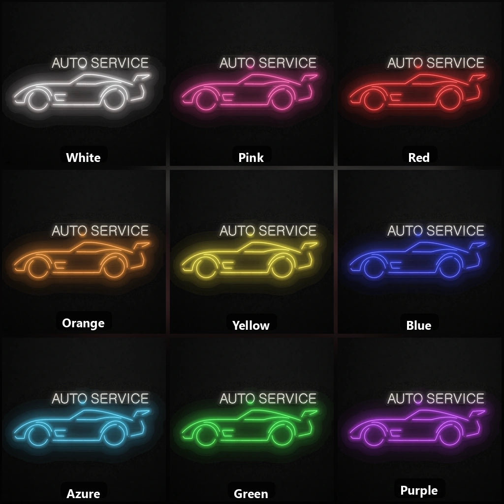 Auto Service Car Vintage LED Neon Sign color grid