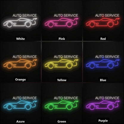 Auto Service Car Vintage LED Neon Sign color grid