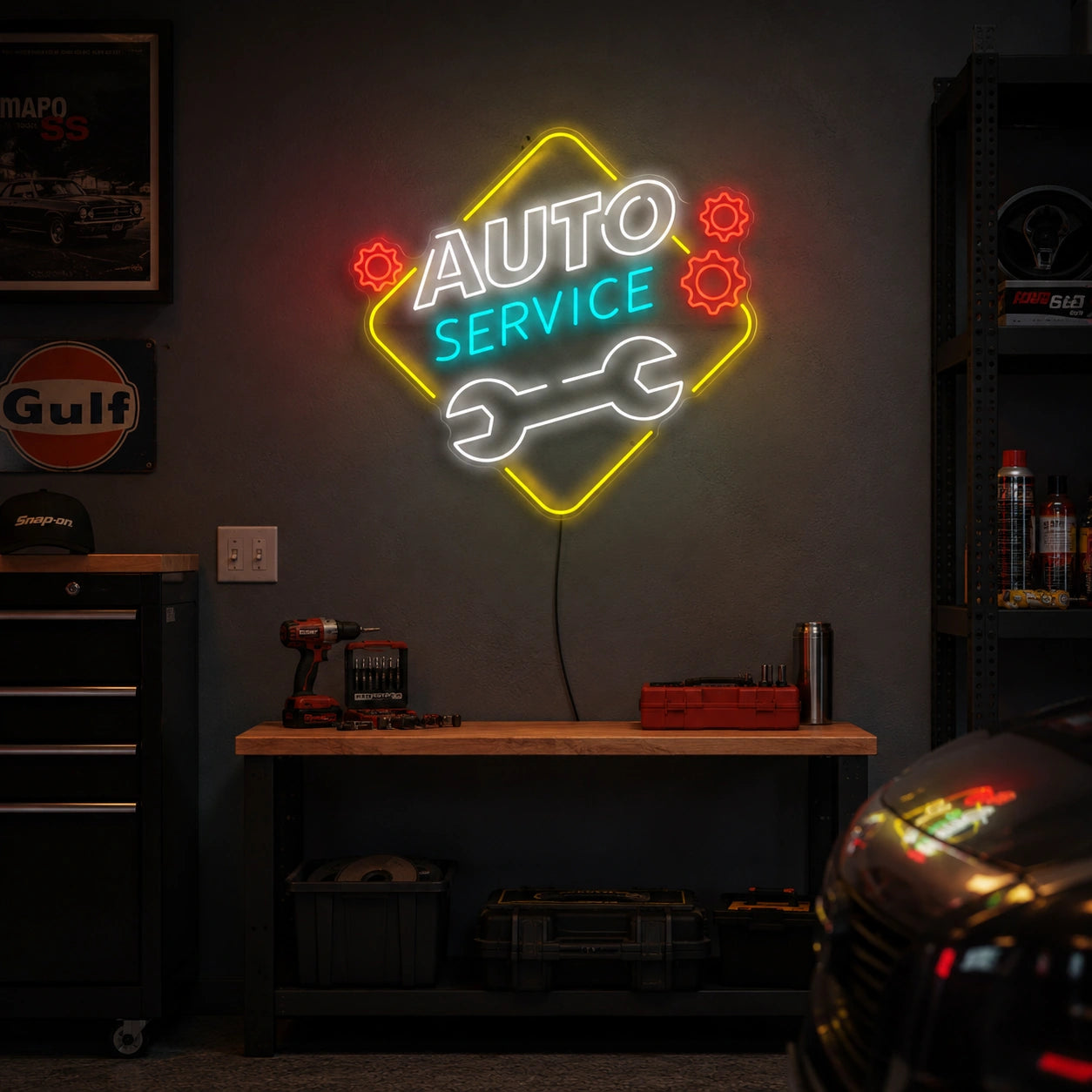 Auto Service Neon Sign LED Neon Sign real lifestyle scene