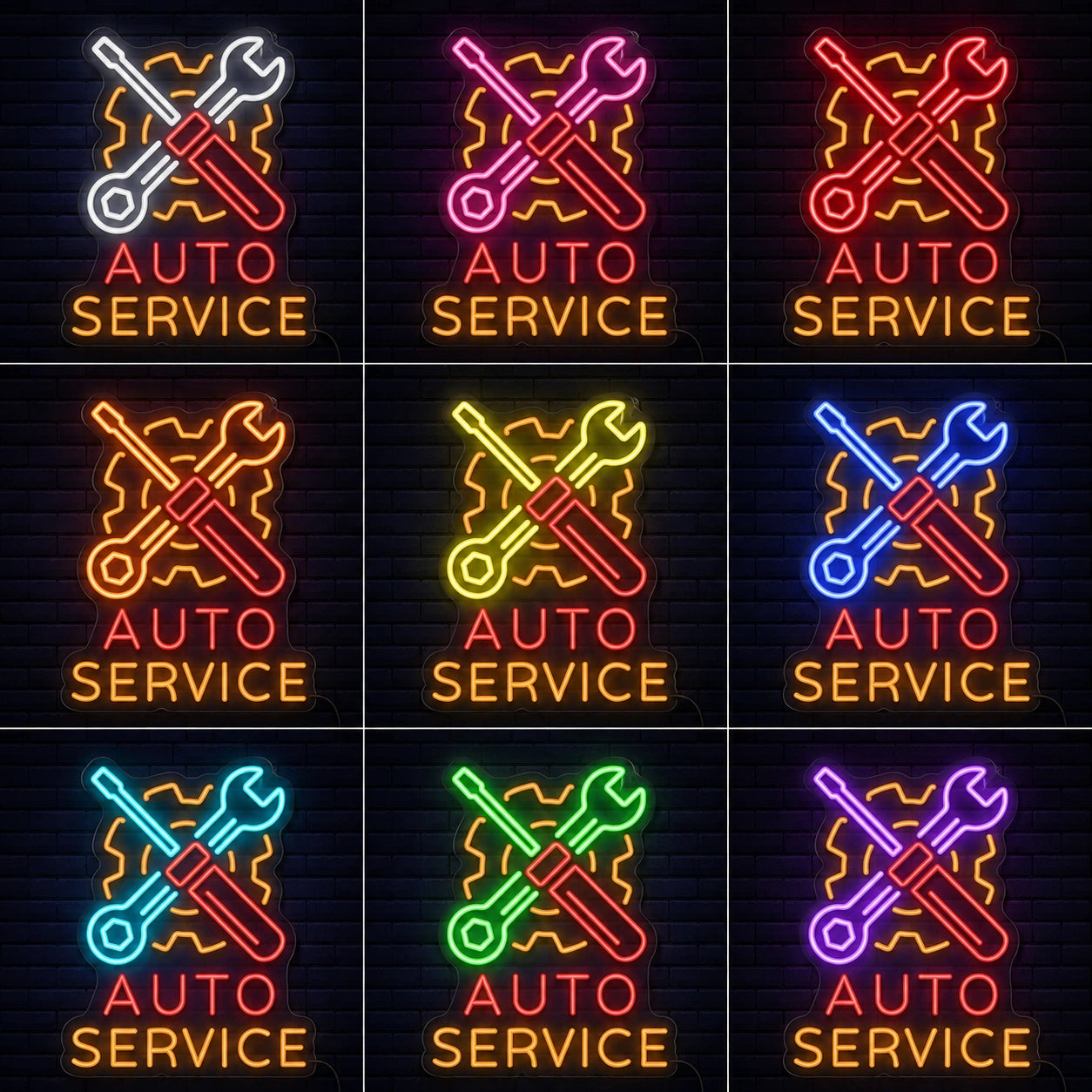 Auto Service Tools Neon Sign LED Neon Sign color grid