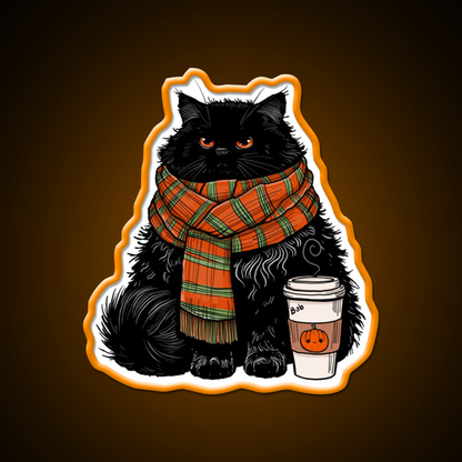 Autumn Vibes Coffee Cat Cafe Led Neon Sign Espresso Bar Art Rgb Color