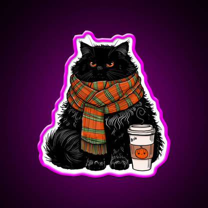 Autumn Vibes Coffee Cat Cafe Led Neon Sign Espresso Bar Art Rgb Color