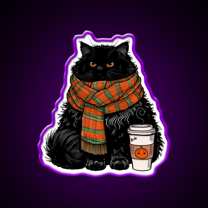 Autumn Vibes Coffee Cat Cafe Led Neon Sign Espresso Bar Art Rgb Color