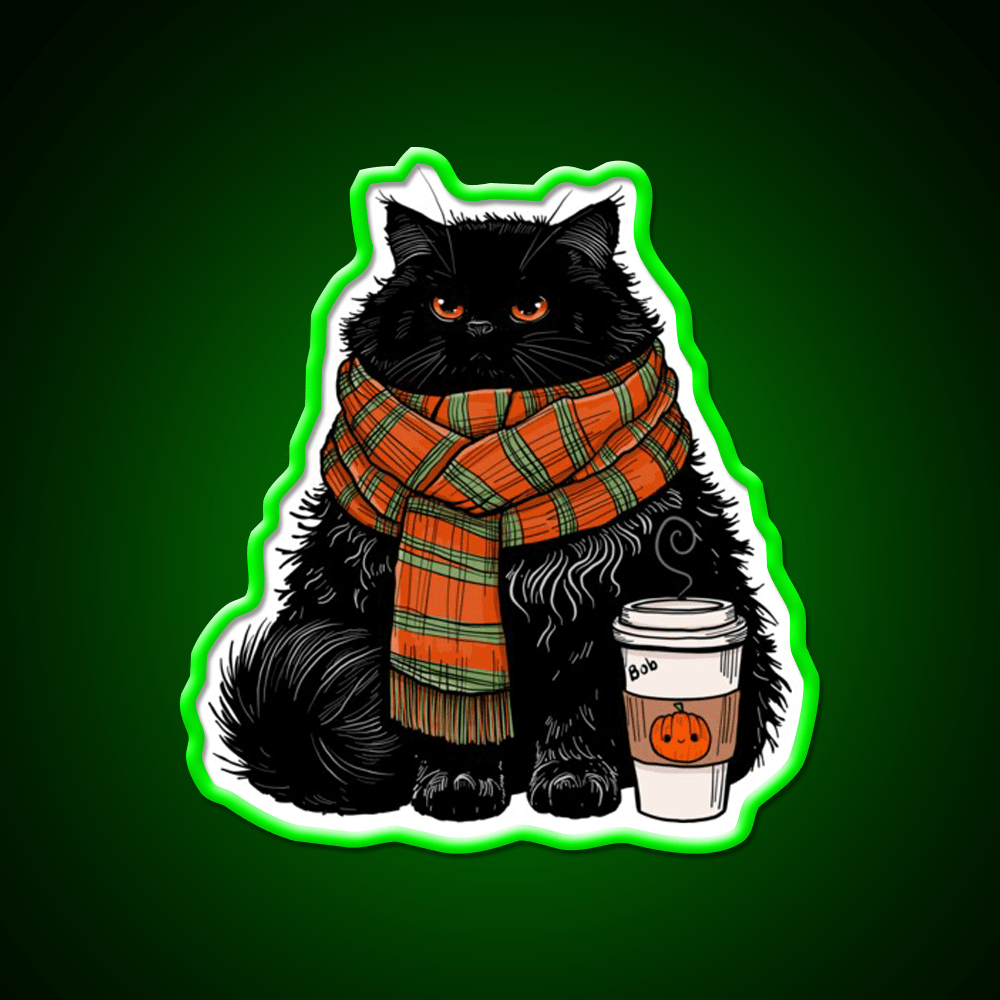 Autumn Vibes Coffee Cat Cafe Led Neon Sign Espresso Bar Art Rgb Color - Shineneon