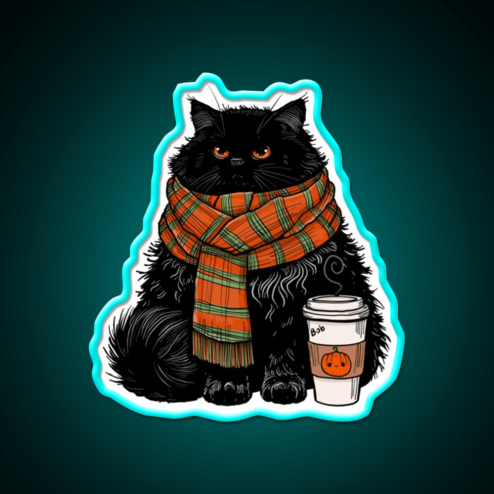 Autumn Vibes Coffee Cat Cafe Led Neon Sign Espresso Bar Art Rgb Color - Shineneon
