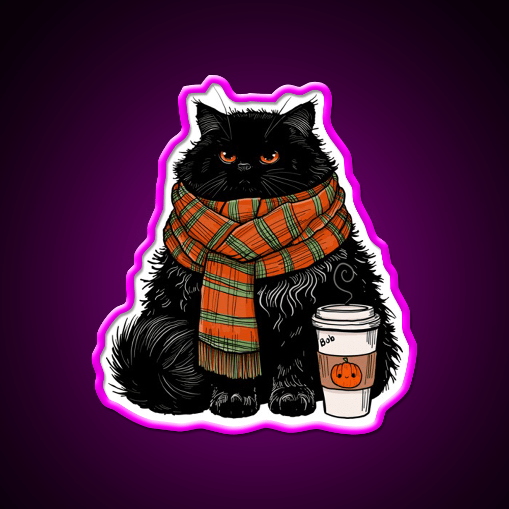 Autumn Vibes Coffee Cat Cafe Led Neon Sign Espresso Bar Art Rgb Color - Shineneon