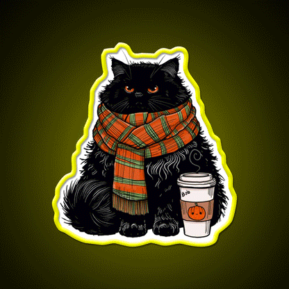 Autumn Vibes Coffee Cat Cafe Led Neon Sign Espresso Bar Art Rgb Color