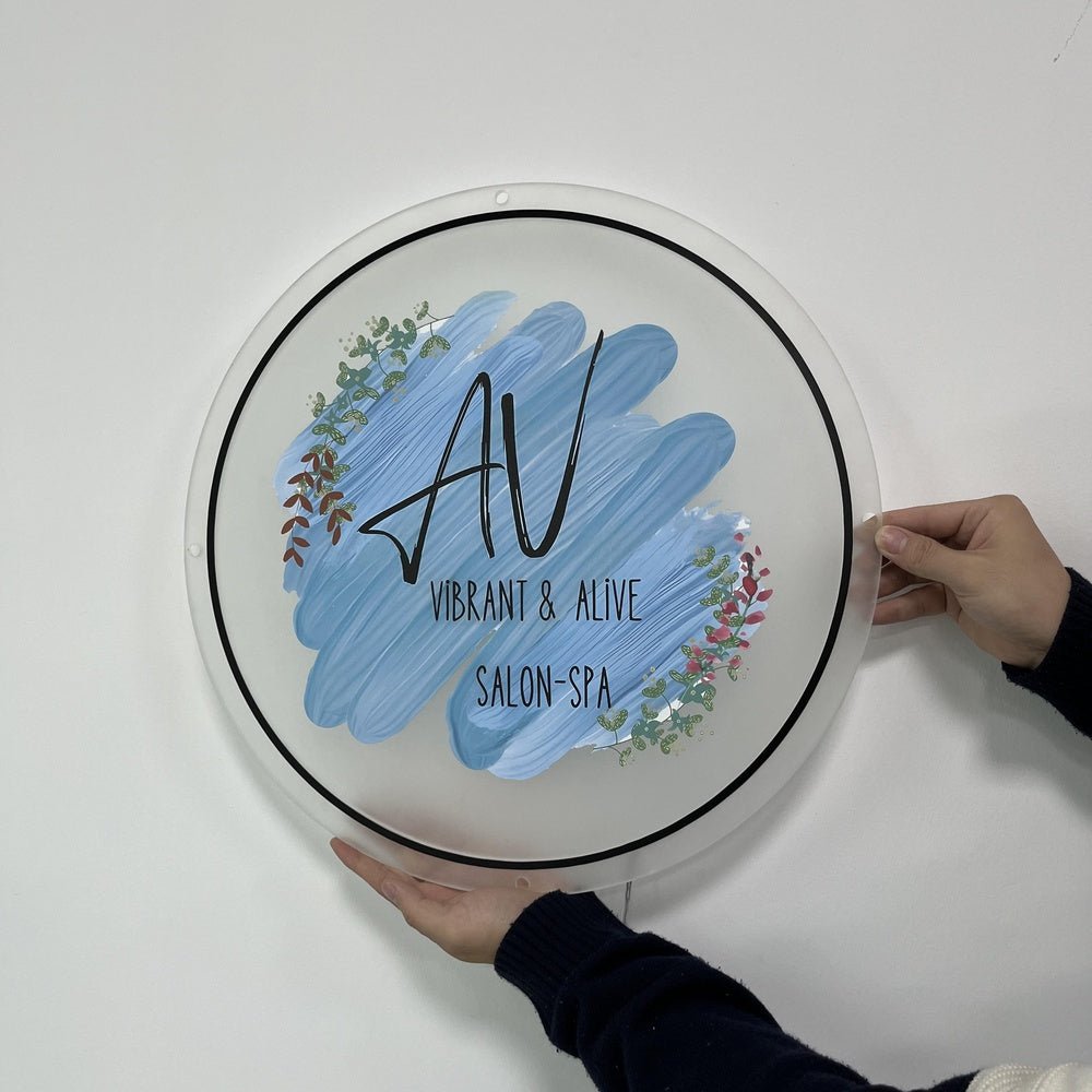 Av Vibrant Alive Salon Acrylic Business Logo Sign - Shineneon