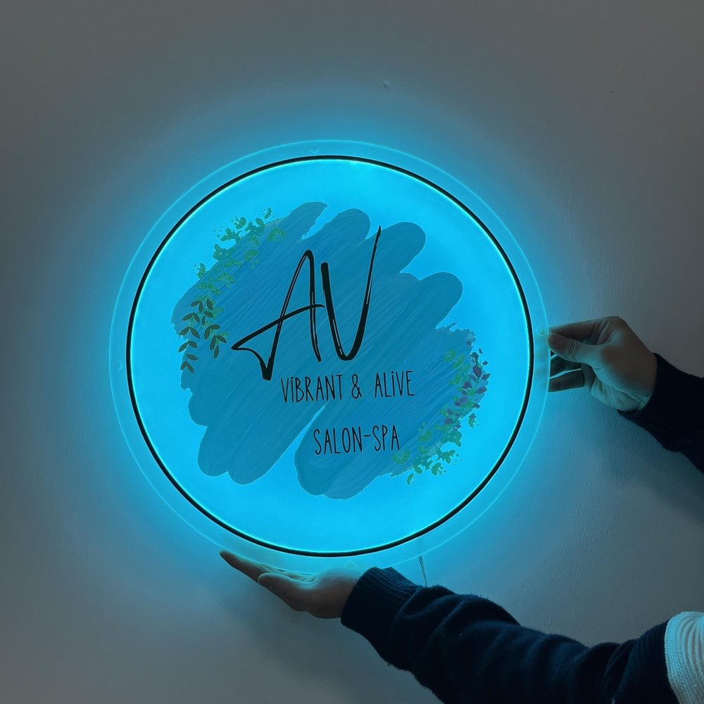 Av Vibrant Alive Salon Acrylic Business Logo Sign - Shineneon