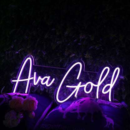Ava Gold Purple Led Neon Sign - Shineneon
