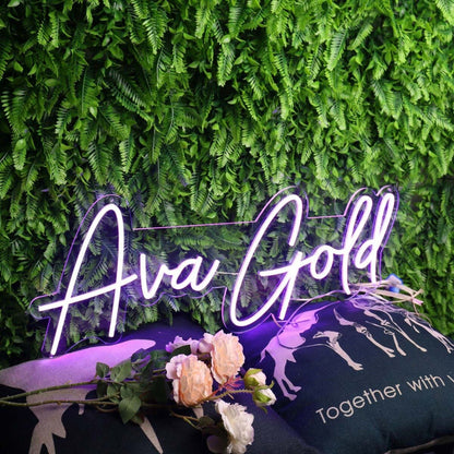 Ava Gold Purple Led Neon Sign - Shineneon