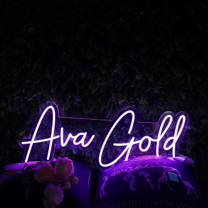 Ava Gold Purple Led Neon Sign - Shineneon