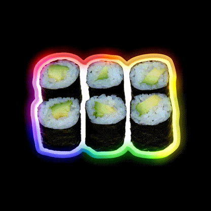 Avocado Sushi Snack Food Led Neon Sign Rgb Color - LED neon sign close-up detail
