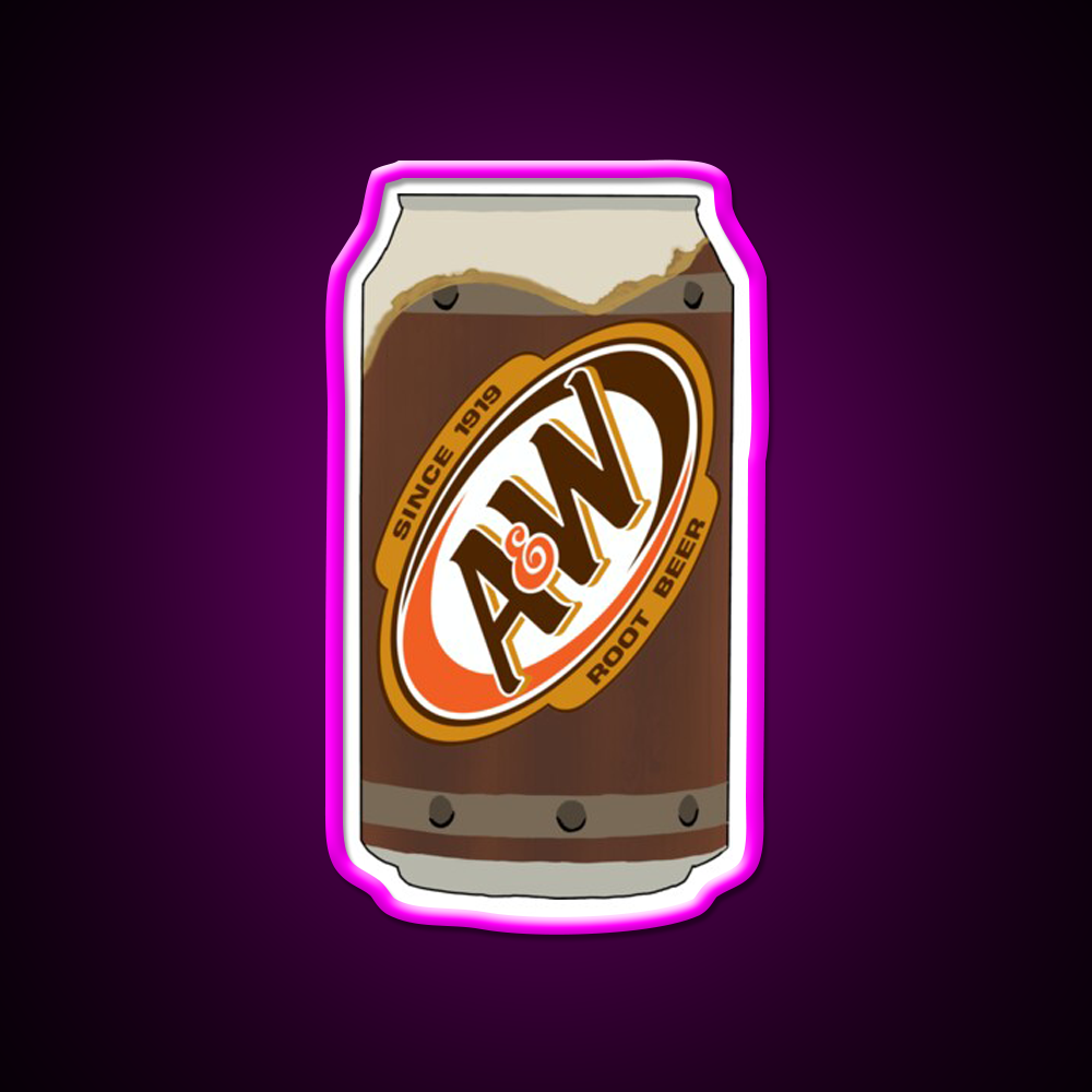 Aw Root Beer Bar Decor Led Neon Sign Rgb Color - Neon sign mounted on wall in room