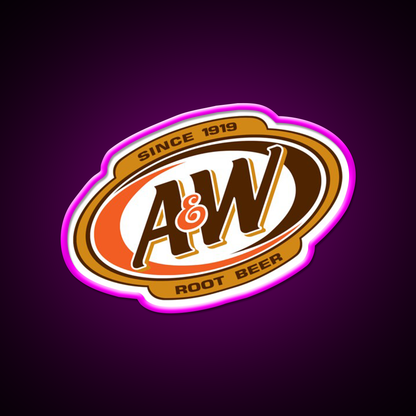 Aw Root Beer Logo Classic Beer Bar Decor Led Neon Sign Rgb Color - Neon sign mounted on wall in room