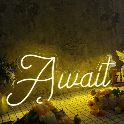 Await Yellow Led Neon Sign - Shineneon