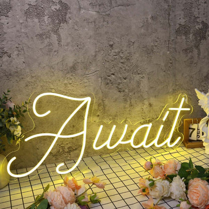 Await Yellow Led Neon Sign - Shineneon