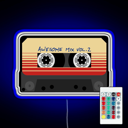 Awesome Mixtape Vol 2 Cassette Retro Rgb Led Neon Sign Pop Wall Art