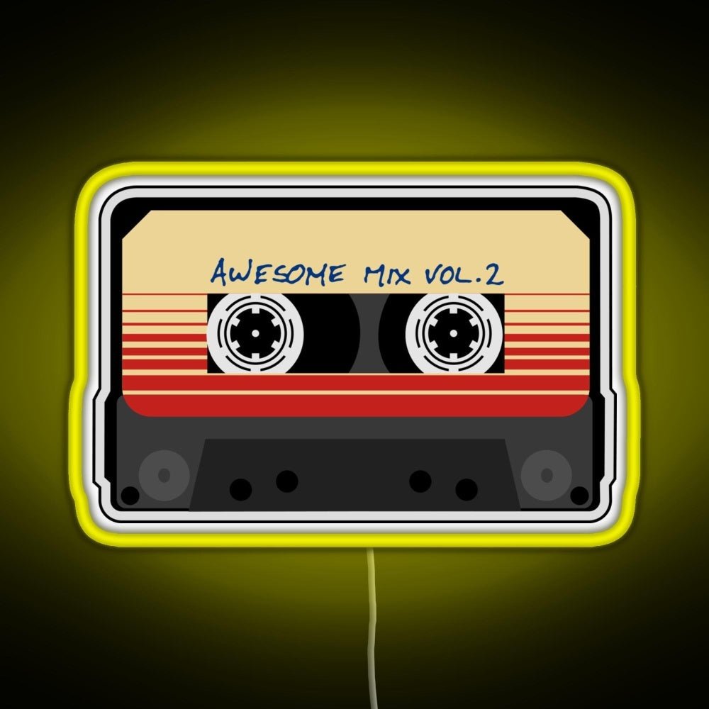 Awesome Mixtape Vol 2 Cassette Retro Rgb Led Neon Sign Pop Wall Art - Shineneon