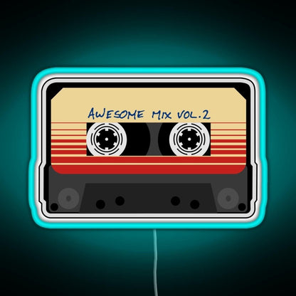 Awesome Mixtape Vol 2 Cassette Retro Rgb Led Neon Sign Pop Wall Art - Shineneon