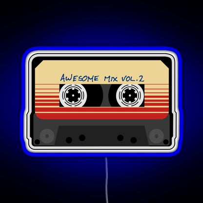 Awesome Mixtape Vol 2 Cassette Retro Rgb Led Neon Sign Pop Wall Art - Shineneon
