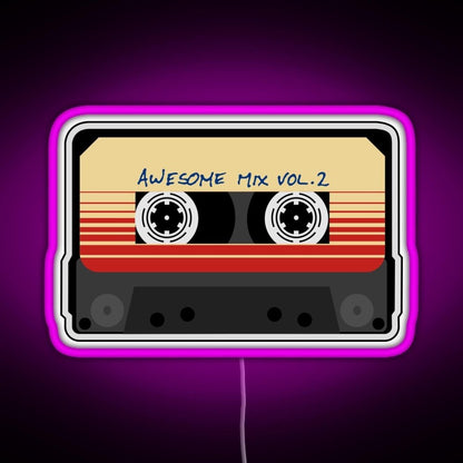 Awesome Mixtape Vol 2 Cassette Retro Rgb Led Neon Sign Pop Wall Art - Shineneon
