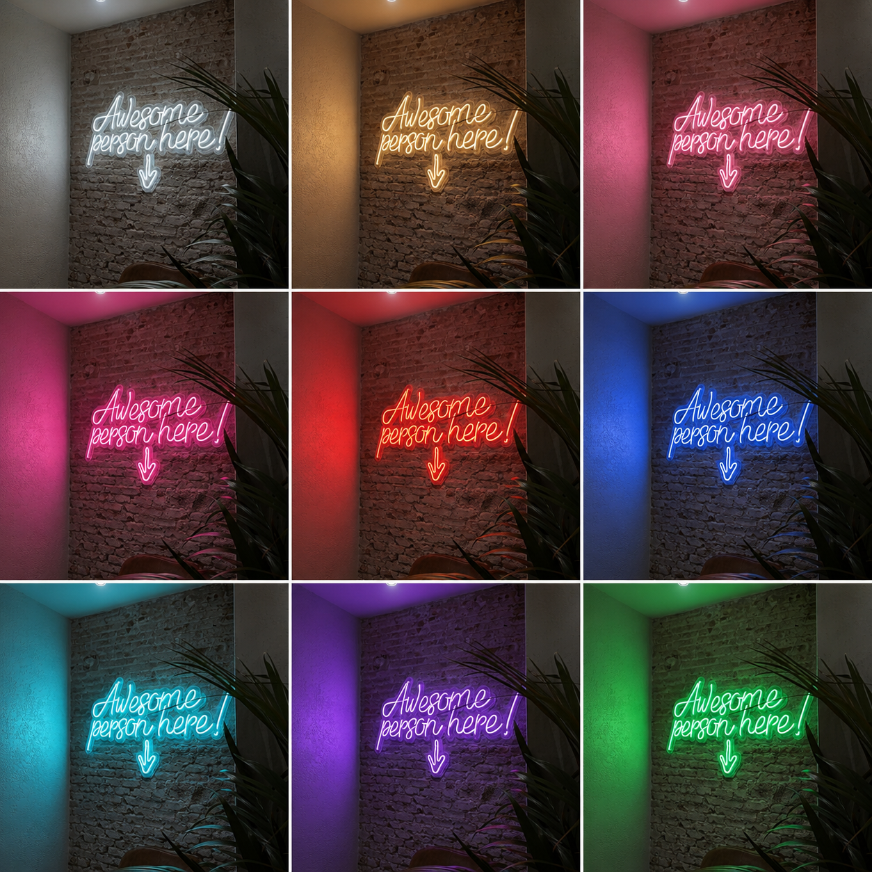 Awesome Person Here LED Neon Sign Wall Neon Sign - 05 Color Grid