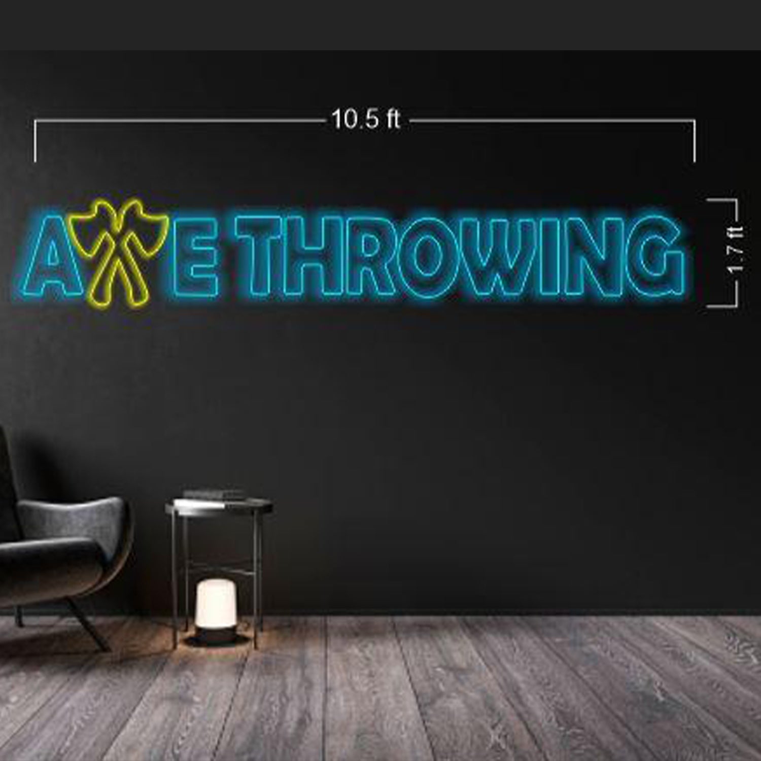 Axe Throwing Blue-Yellow Axe Design Led Neon Sign For Indoor Bar ...