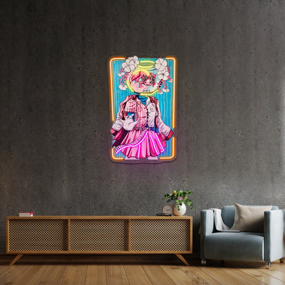 Axolotl Bowl Head Gouache Painting Illustration Artwork Led Neon Sign - LED neon sign view 6
