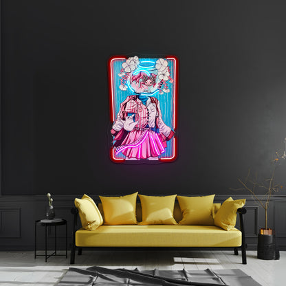 Axolotl Bowl Head Gouache Painting Illustration Artwork Led Neon Sign - Custom LED neon sign front view
