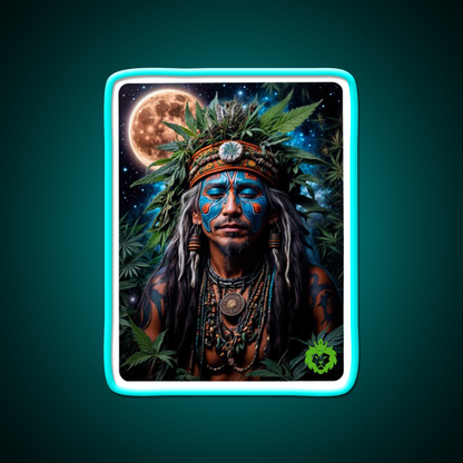 Ayahuasca Shaman Hemp Inspired Green Leaf Led Neon Sign Rgb Color - Size and dimension reference