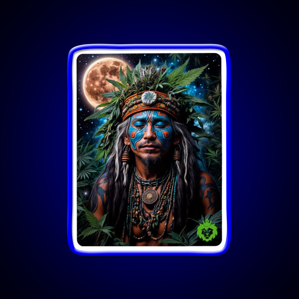 Ayahuasca Shaman Hemp Inspired Green Leaf Led Neon Sign Rgb Color - LED neon sign view 5