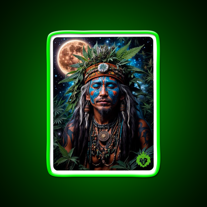 Ayahuasca Shaman Hemp Inspired Green Leaf Led Neon Sign Rgb Color - LED neon sign view 8