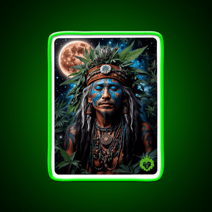 Ayahuasca Shaman Hemp Inspired Green Leaf Led Neon Sign Rgb Color - Shineneon