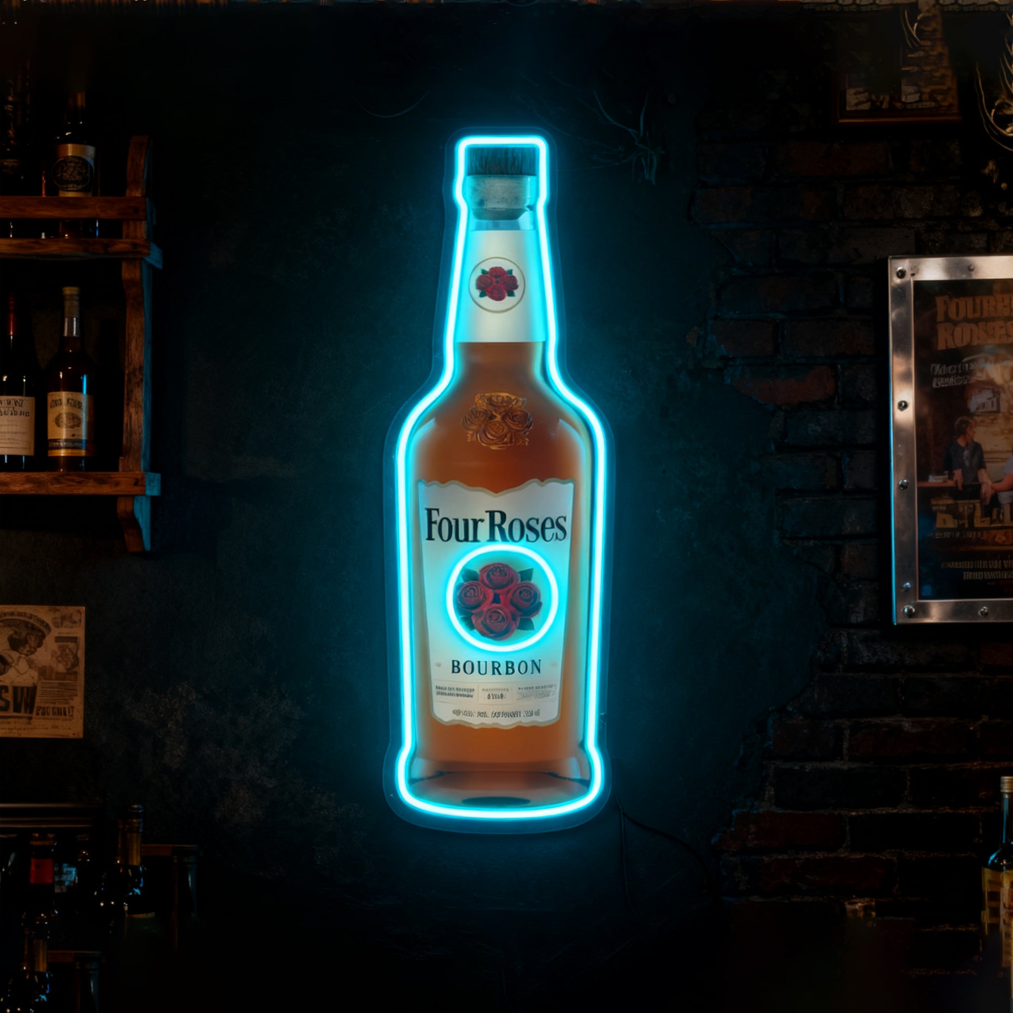 Bourbon Whiskey USB LED Neon Sign Bar Decor Man Cave Home Wall Art