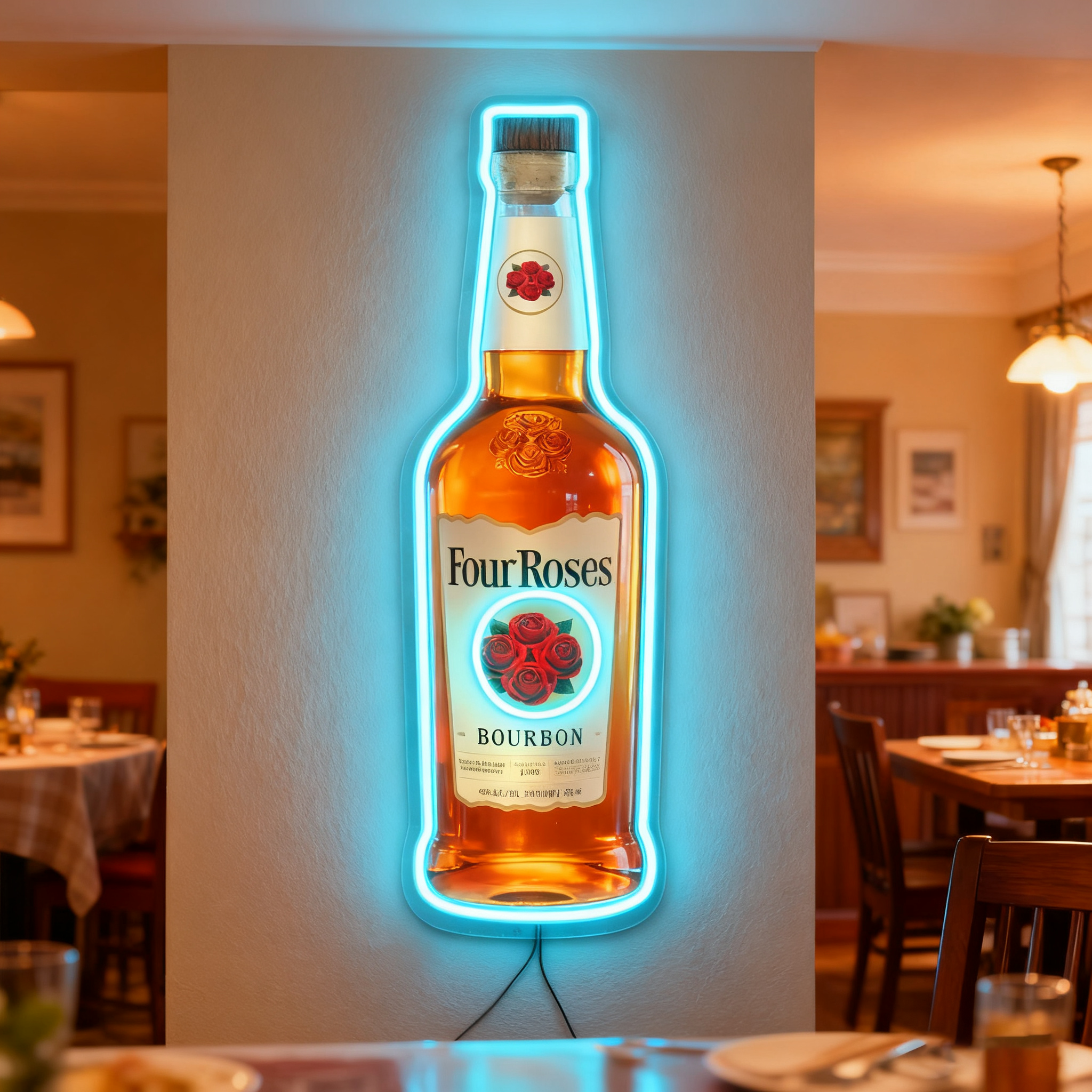 Bourbon Whiskey USB LED Neon Sign Bar Decor Man Cave Home Wall Art