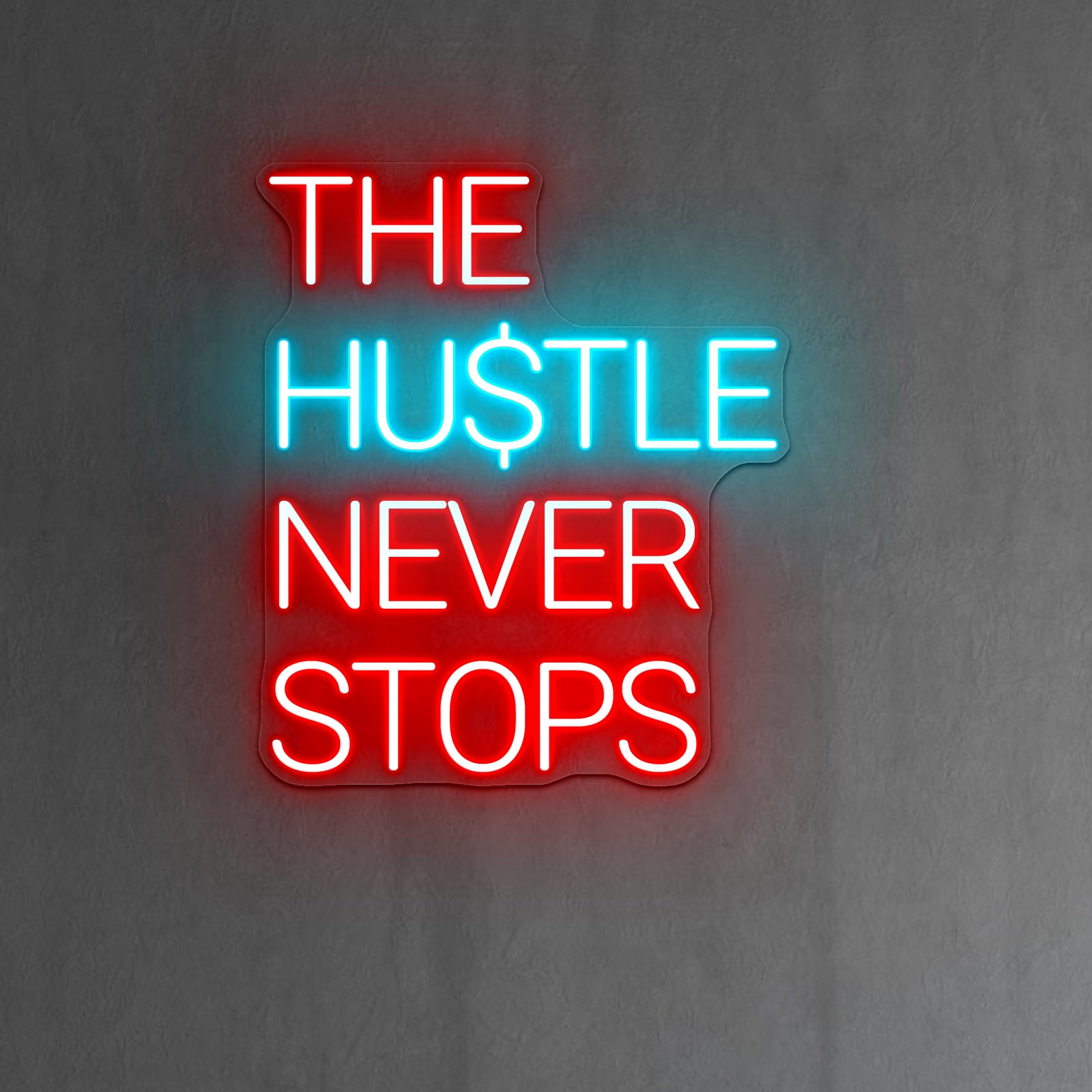 ShineNeon™ The Hustle Never Stops Neon Sign - USB Powered LED Wall Decor