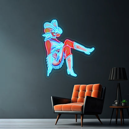 Vegas Vickie Cowgirl Led Sign Business Neon Sign