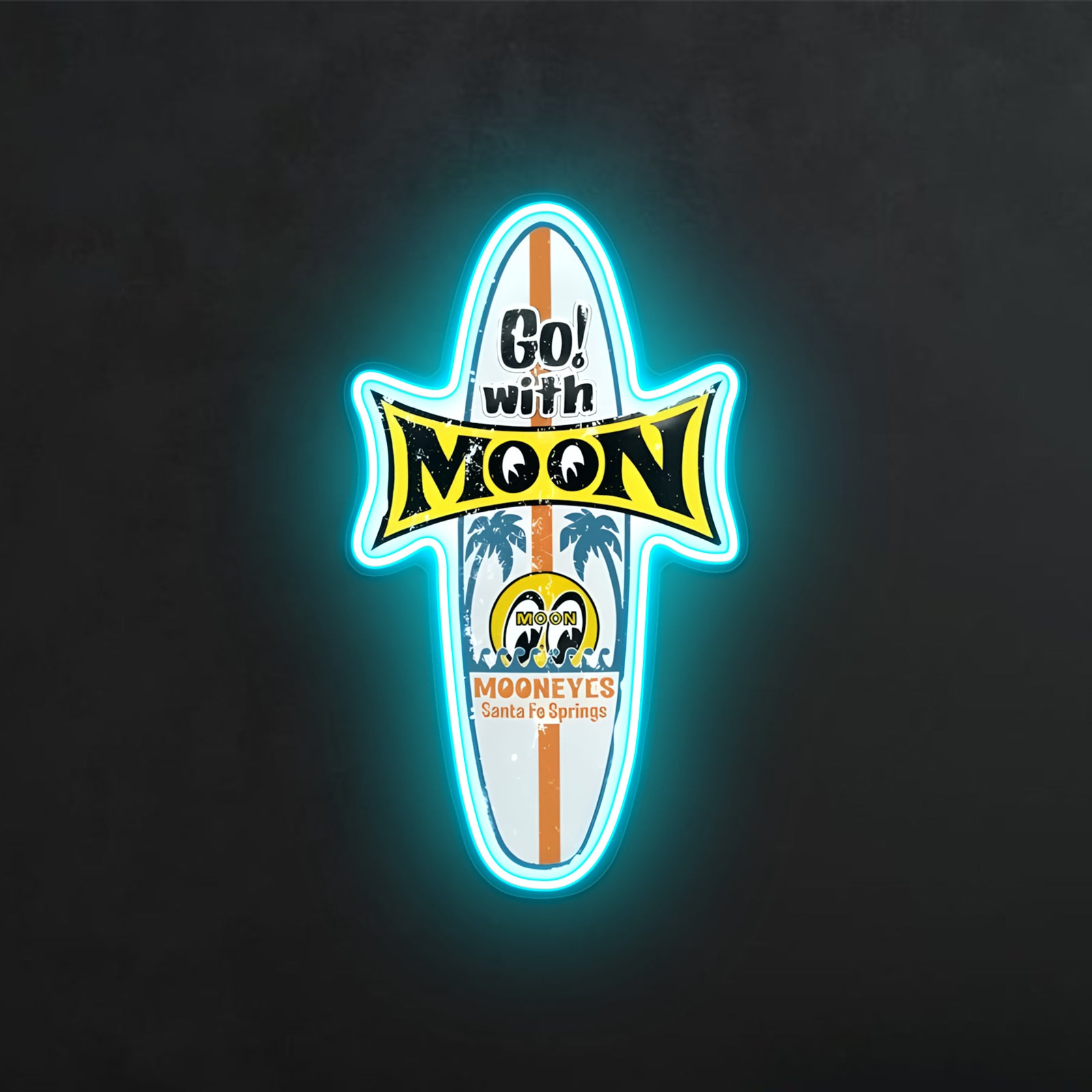 ShineNeon™ Mooneyes Surfboard LED Neon Sign - Retro Surf Wall Art Decor (USB Powered)