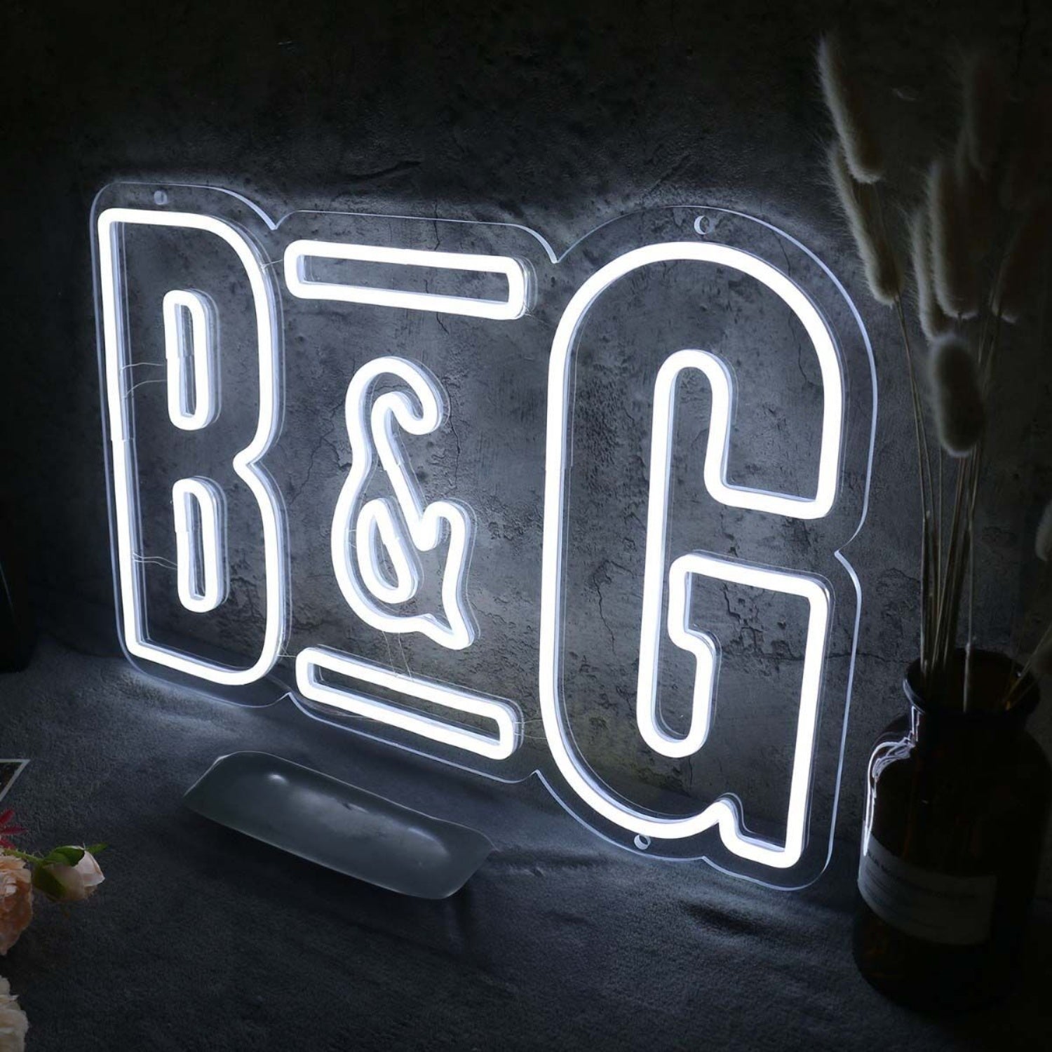B And G White Neon Sign | Shineneon